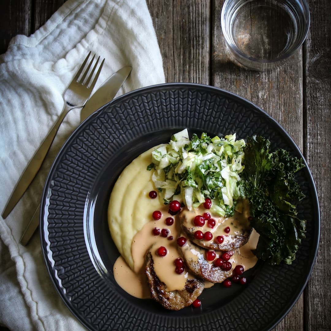 Leverbiff med len potatispuré